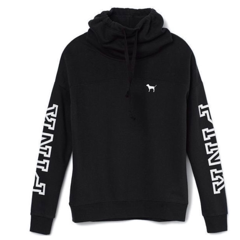 VS PINK SIZE SMALL BLACK WHITE COWL NECK HOODIE